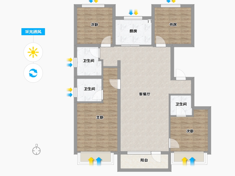 河北省-石家庄市-福美健康城公园郡-102.67-户型库-采光通风