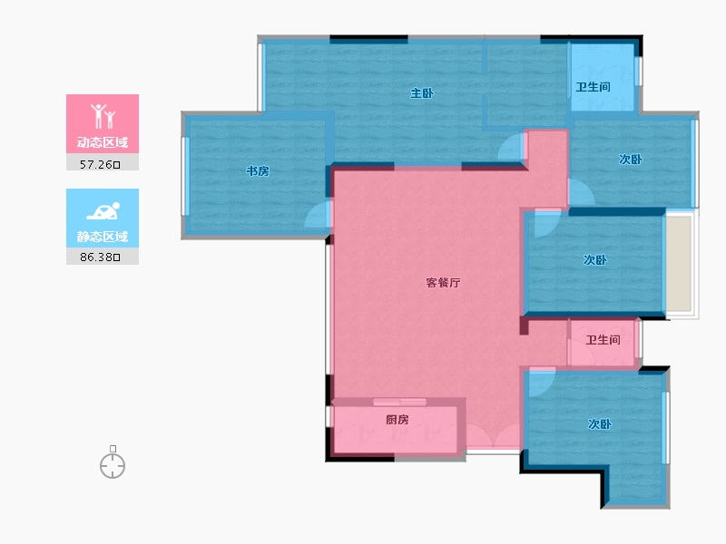 重庆-重庆市-北京城建龙樾生态城-128.74-户型库-动静分区