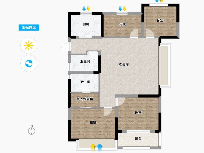 浙江省-湖州市-奥园湖山府-94.21-户型库-采光通风