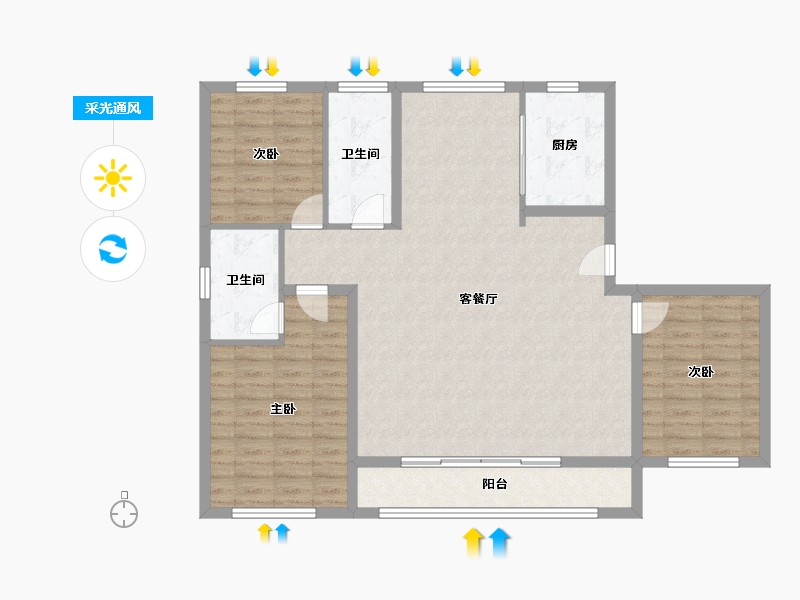 山东省-济南市-中新国际城四区-124.00-户型库-采光通风