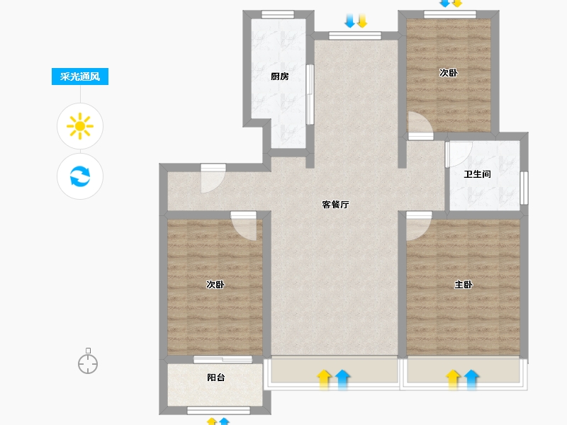 山东省-东营市-海通紫薇花园-92.87-户型库-采光通风