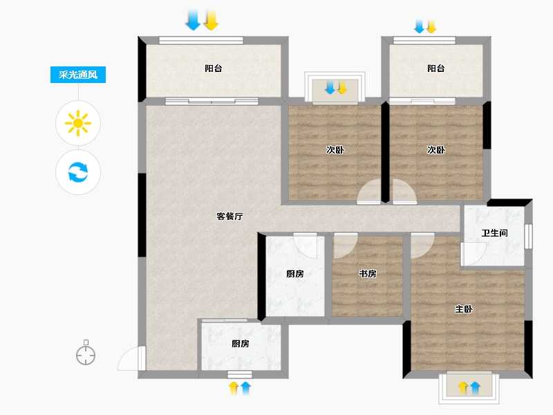 广西壮族自治区-桂林市-新安厦西宸源菩-104.18-户型库-采光通风