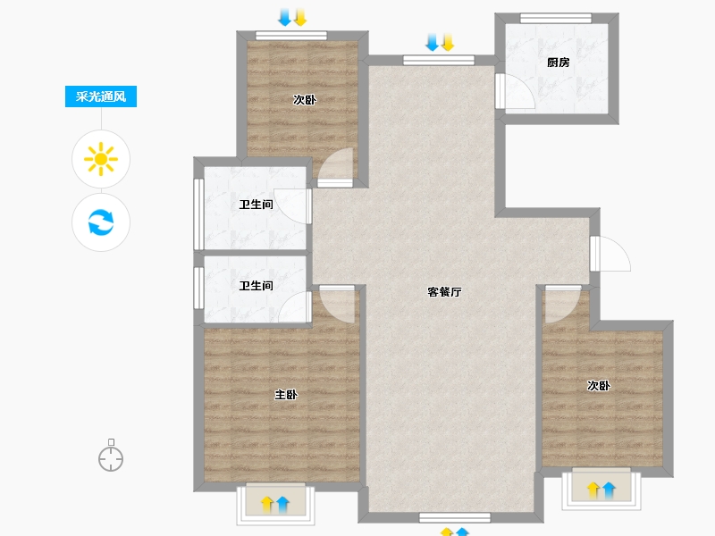 河北省-承德市-熙璟天著-103.89-户型库-采光通风