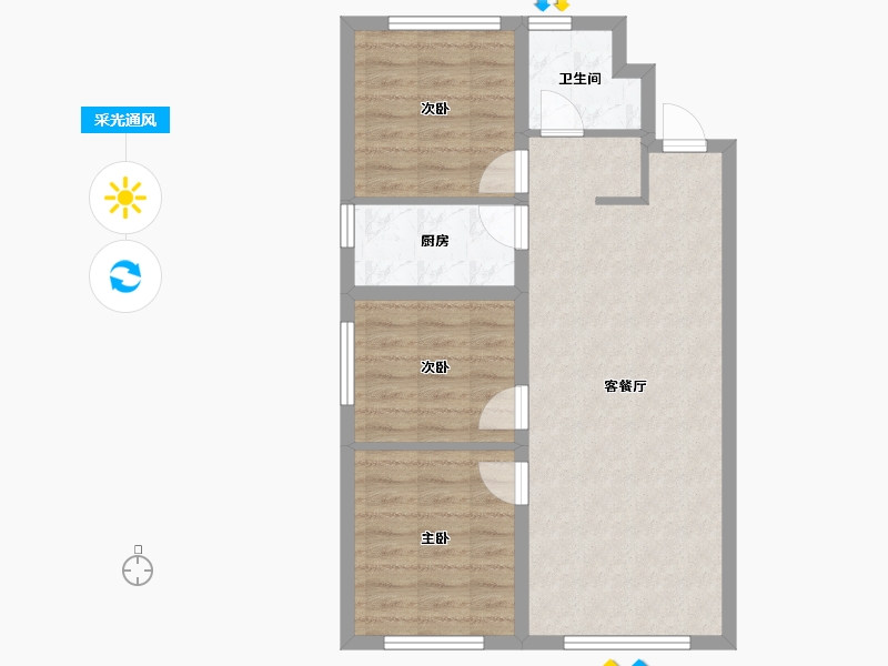 河北省-石家庄市-福美健康城公园郡-67.81-户型库-采光通风