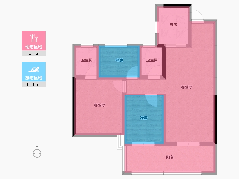 广西壮族自治区-桂林市-新安厦西宸源菩-68.57-户型库-动静分区