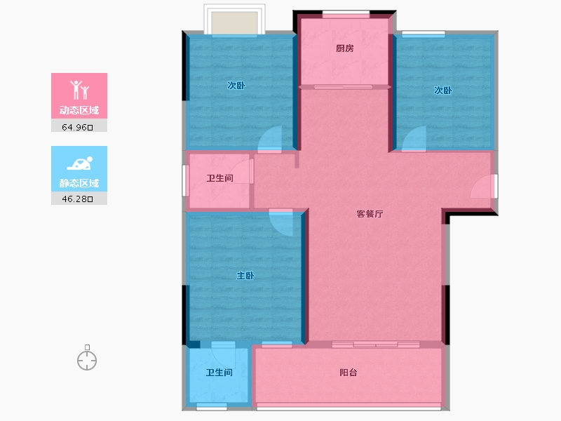 陕西省-汉中市-东关世纪新城-99.96-户型库-动静分区