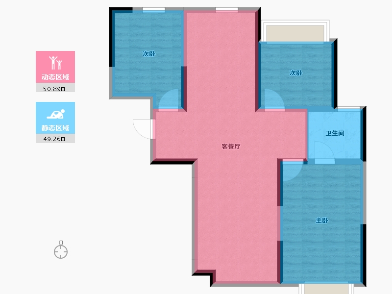 安徽省-淮北市-中房·翡翠岛-90.50-户型库-动静分区