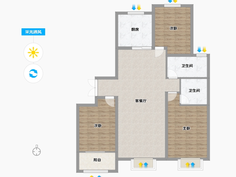 河北省-保定市-润达尚东城-111.03-户型库-采光通风