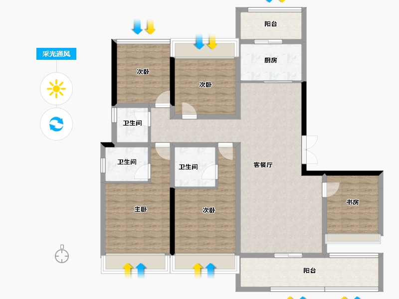 云南省-保山市-青阳郡-133.35-户型库-采光通风