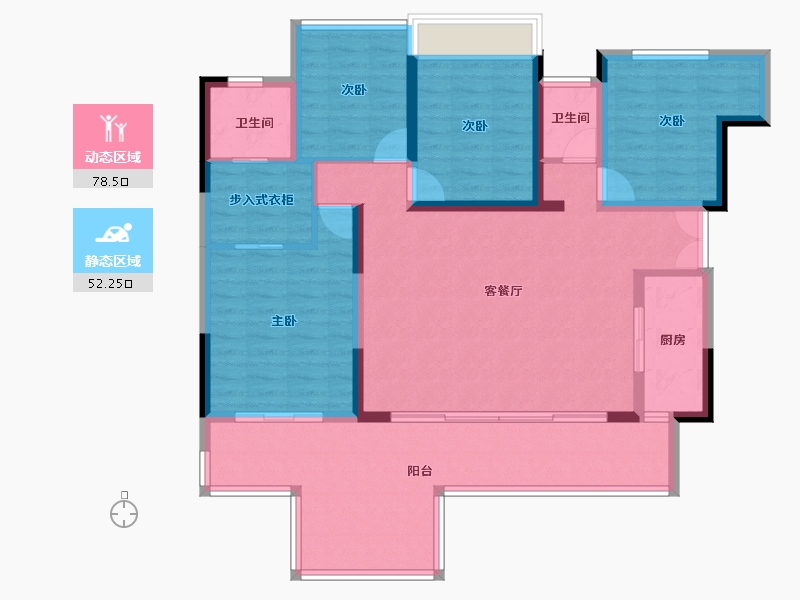 重庆-重庆市-北京城建龙樾生态城-117.58-户型库-动静分区