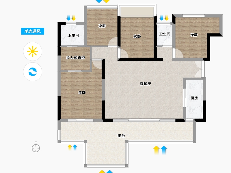 重庆-重庆市-北京城建龙樾生态城-117.58-户型库-采光通风