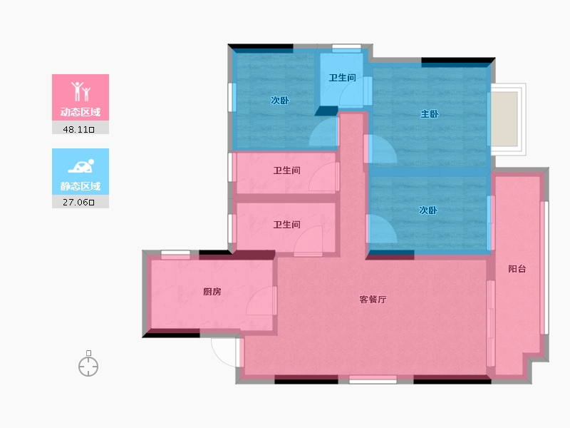 广西壮族自治区-桂林市-新安厦西宸源菩-66.02-户型库-动静分区