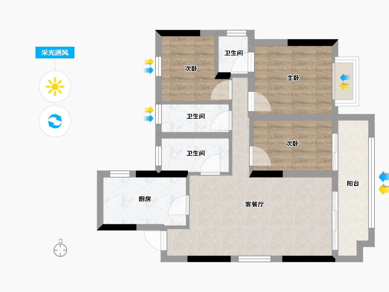 广西壮族自治区-桂林市-新安厦西宸源菩-66.02-户型库-采光通风