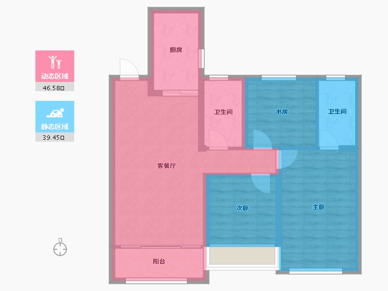 内蒙古自治区-包头市-中梁首府壹号院-76.71-户型库-动静分区