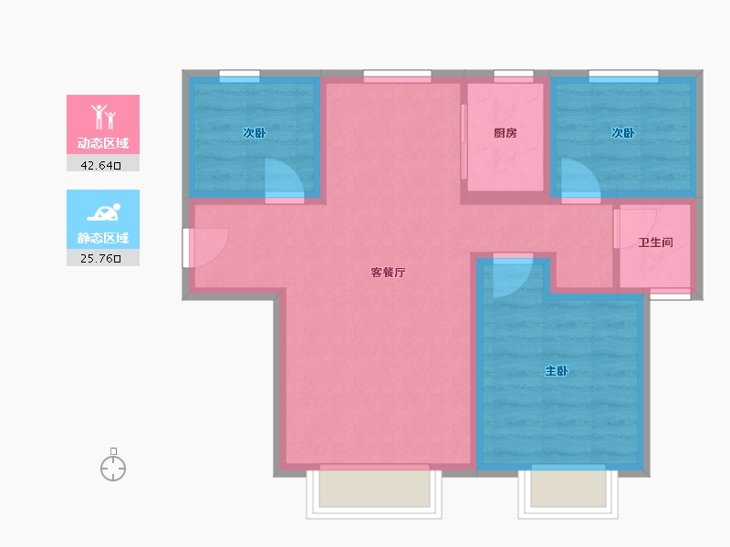 新疆维吾尔自治区-乌鲁木齐市-城建橡树湾-60.11-户型库-动静分区