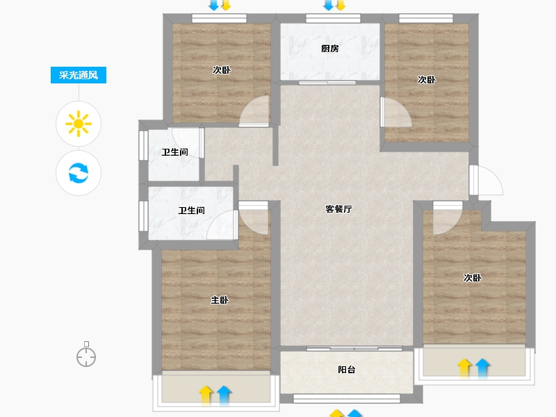 山东省-东营市-众凯学府-76.30-户型库-采光通风