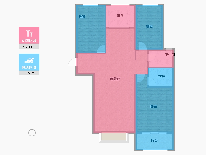 河北省-保定市-润达尚东城-102.76-户型库-动静分区