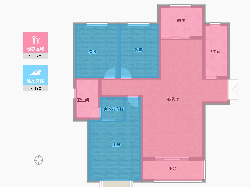 山东省-德州市-禹城幸福里-108.01-户型库-动静分区