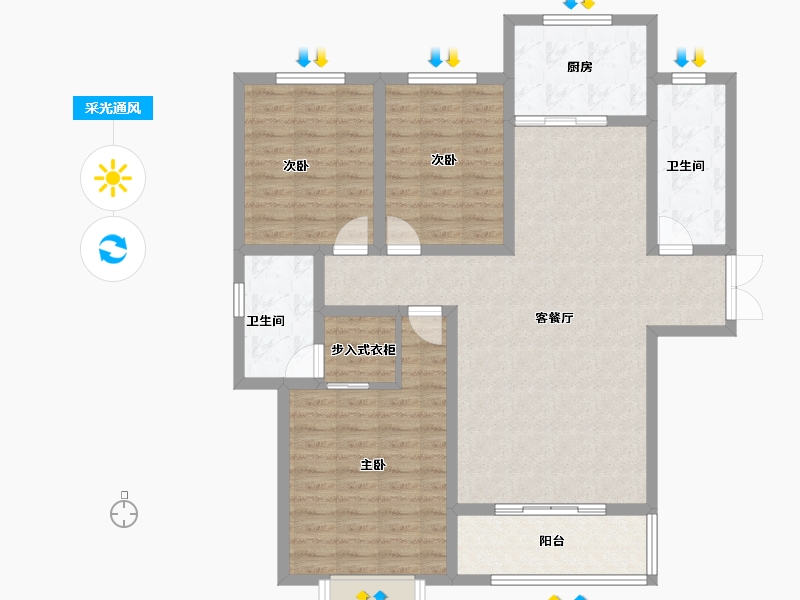 山东省-德州市-禹城幸福里-108.01-户型库-采光通风