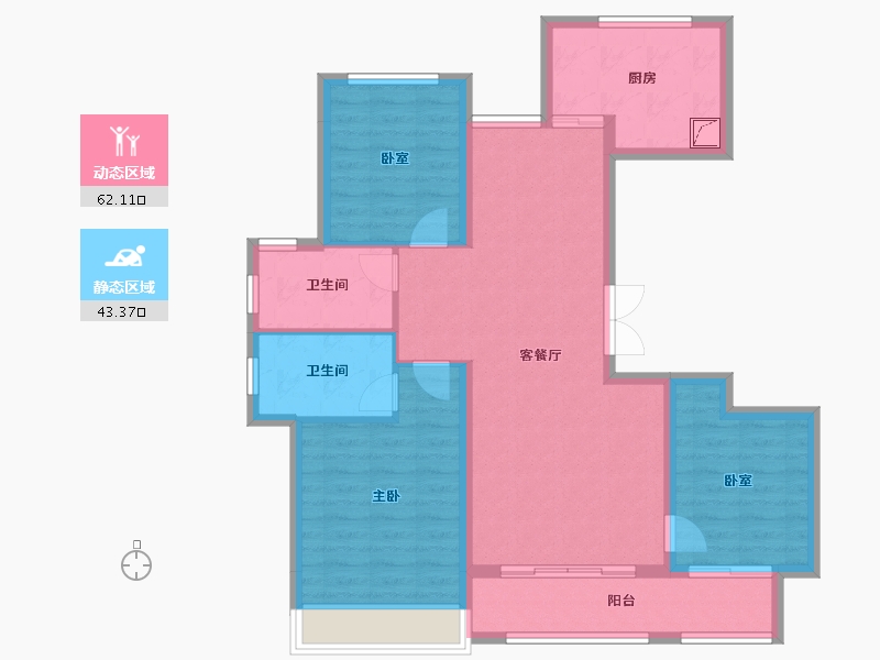 山东省-济宁市-城投绿城·湖畔雲庐-94.46-户型库-动静分区