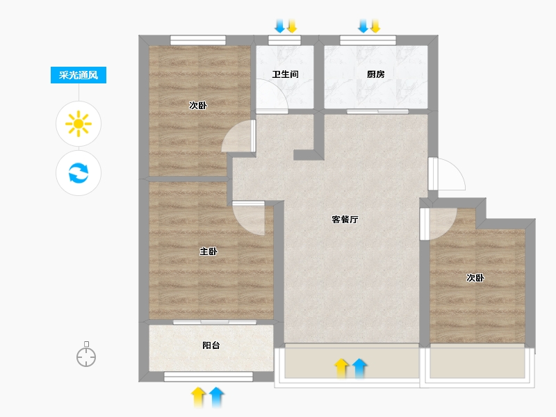 山东省-东营市-众凯学府-55.69-户型库-采光通风