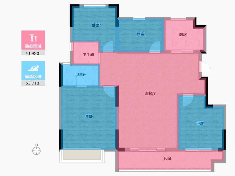 浙江省-湖州市-奥园湖山府-102.34-户型库-动静分区