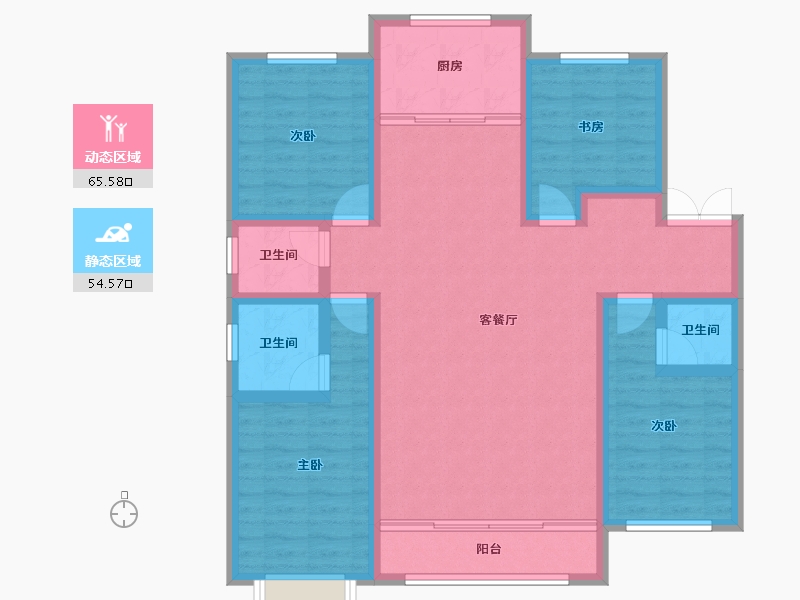 内蒙古自治区-乌兰察布市-碧桂园服务·御湖绿都-107.06-户型库-动静分区