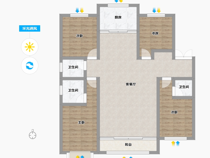 内蒙古自治区-乌兰察布市-碧桂园服务·御湖绿都-107.06-户型库-采光通风