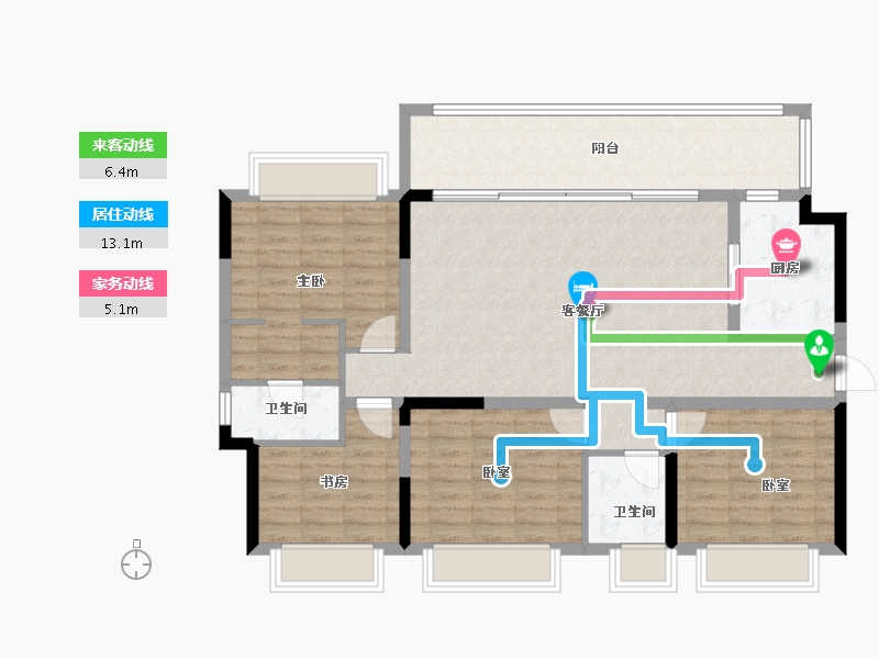 重庆-重庆市-北京城建龙樾生态城-110.58-户型库-动静线