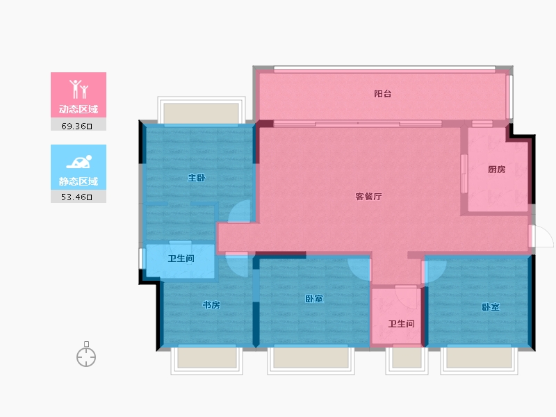 重庆-重庆市-北京城建龙樾生态城-110.58-户型库-动静分区