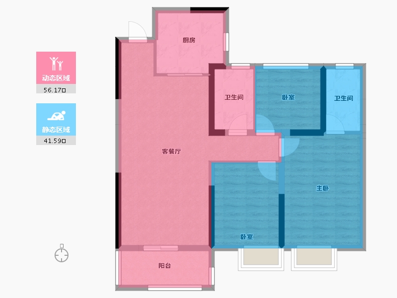 湖南省-长沙市-大汉汉府-87.19-户型库-动静分区