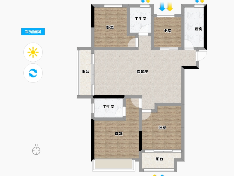 河南省-郑州市-中建·林溪上郡-96.32-户型库-采光通风