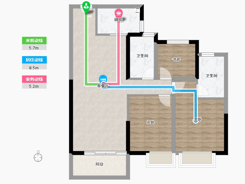 福建省-福州市-平潭雍锦湾-84.06-户型库-动静线