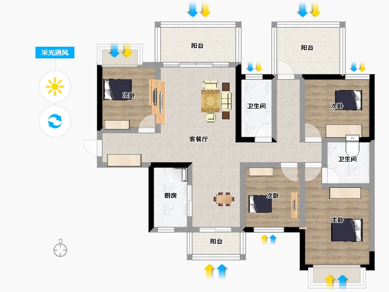 广西壮族自治区-南宁市-明昱公园-97.35-户型库-采光通风