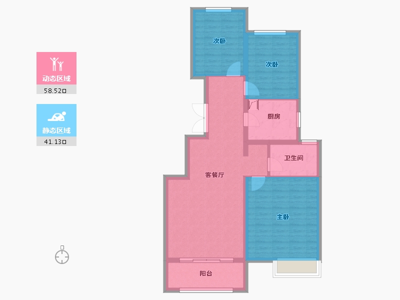 山东省-德州市-禹城幸福里-89.54-户型库-动静分区