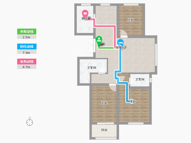 山东省-德州市-禹城幸福里-86.38-户型库-动静线