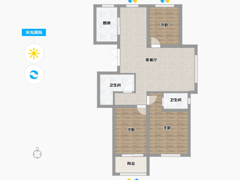 山东省-德州市-禹城幸福里-86.38-户型库-采光通风