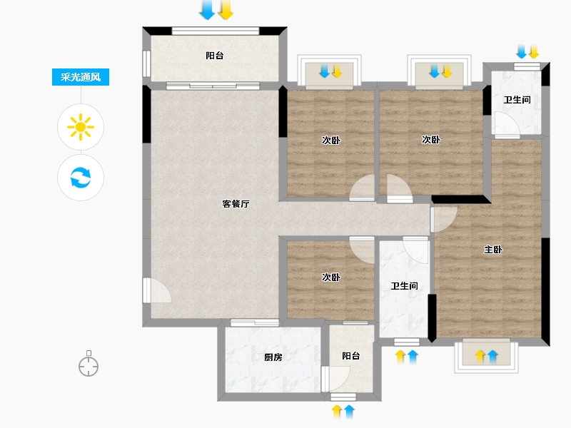 广西壮族自治区-桂林市-龙光御学府-100.63-户型库-采光通风