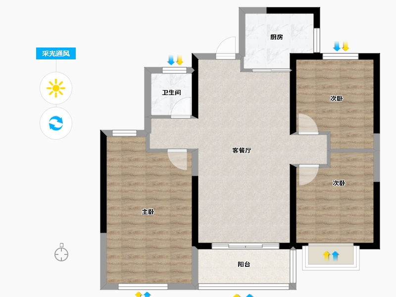 福建省-福州市-平潭正荣府观邸-83.97-户型库-采光通风