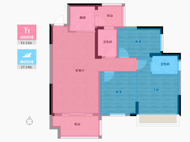 贵州省-毕节市-吉盛登科悦府-81.00-户型库-动静分区