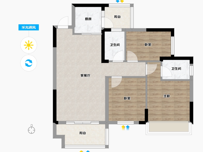 贵州省-毕节市-吉盛登科悦府-81.00-户型库-采光通风