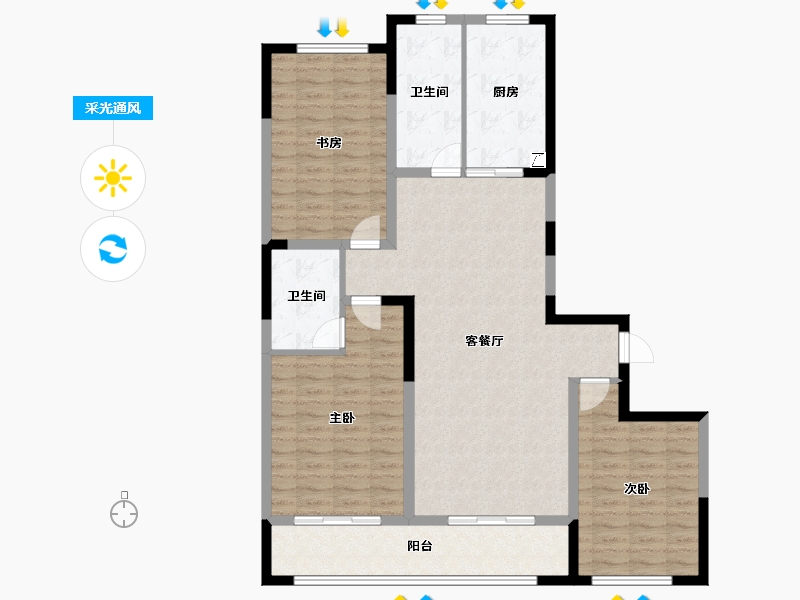 山东省-潍坊市-鸿运春熙园-115.21-户型库-采光通风