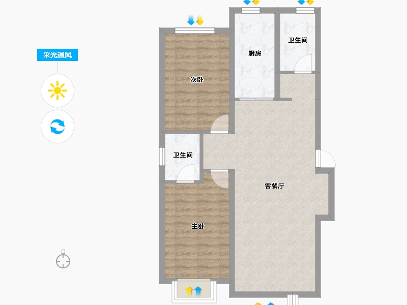 河北省-保定市-中建玖居匠心阁-74.98-户型库-采光通风