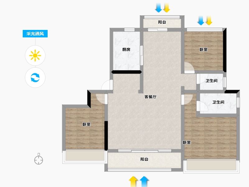 河南省-郑州市-中建·林溪上郡-98.78-户型库-采光通风