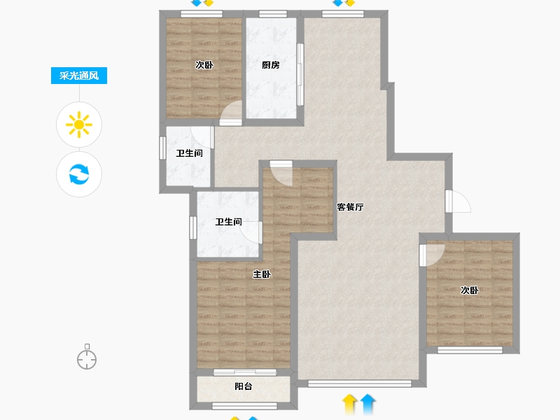 河北省-保定市-中翔兰溪九章-109.46-户型库-采光通风