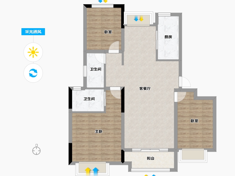 浙江省-丽水市-欧悦城-89.60-户型库-采光通风