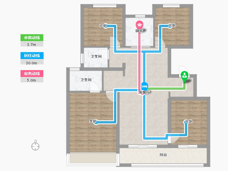 江苏省-苏州市-琴湖会客厅琴颂雅院-100.00-户型库-动静线