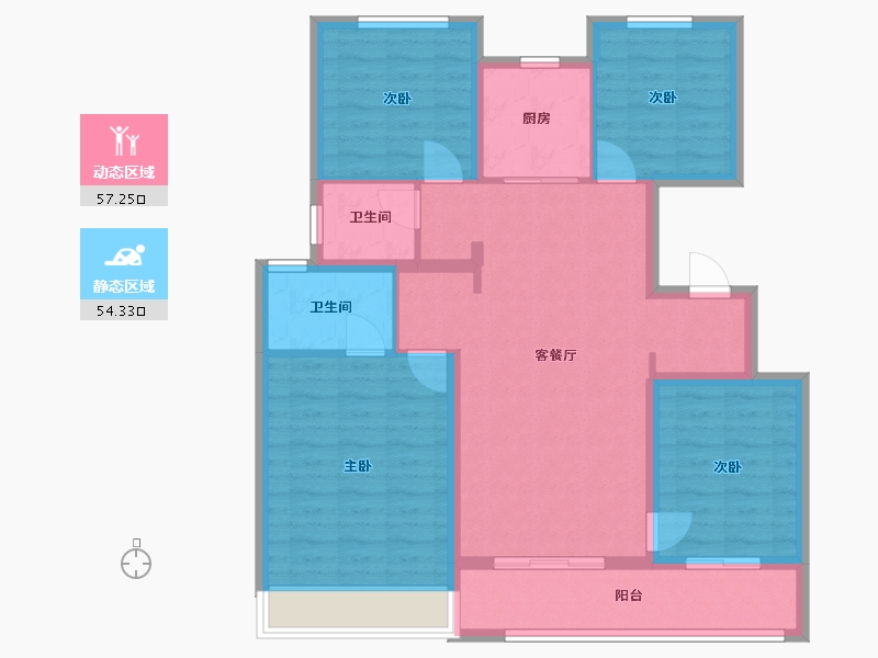 江苏省-苏州市-琴湖会客厅琴颂雅院-100.00-户型库-动静分区