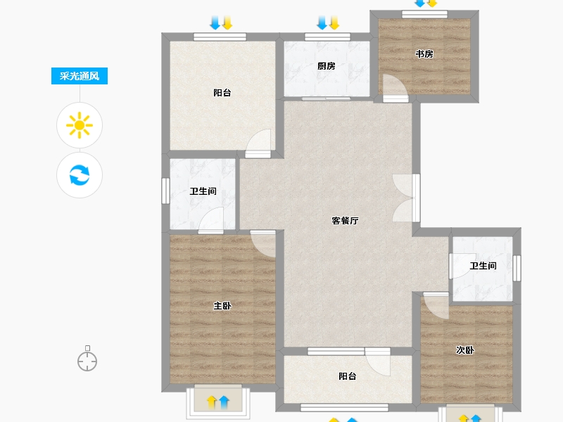 吉林省-吉林市-盈胜春晓-96.81-户型库-采光通风