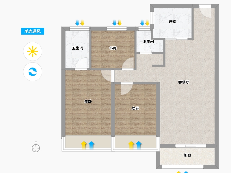 内蒙古自治区-包头市-中梁首府壹号院-78.81-户型库-采光通风